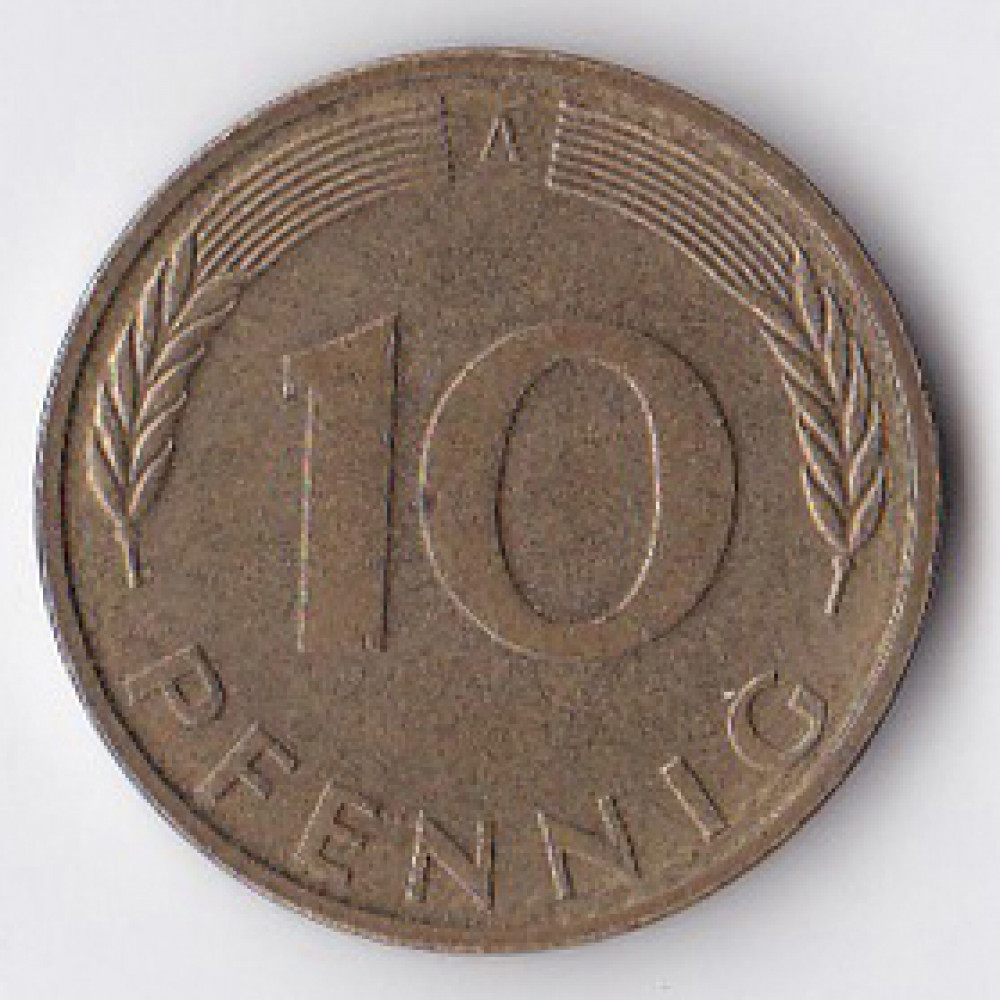 10 пфеннигов 1990 Германия - 10 pfennig 1990 Germany, A
