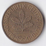 10 пфеннигов 1990 Германия - 10 pfennig 1990 Germany, J