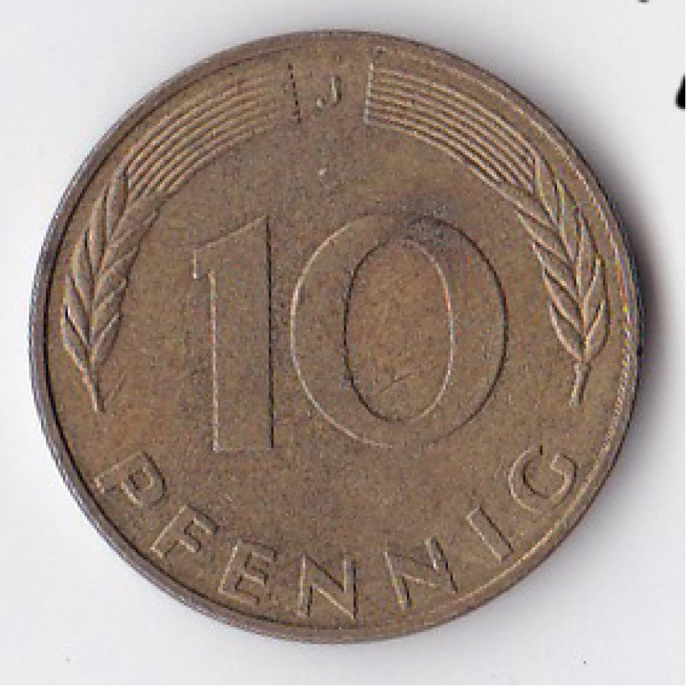 10 пфеннигов 1990 Германия - 10 pfennig 1990 Germany, J