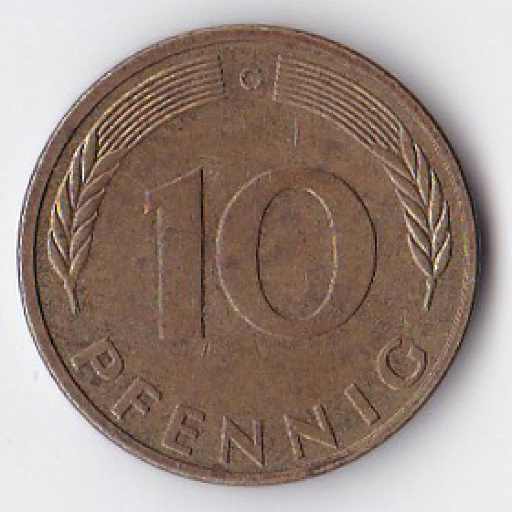 10 пфеннигов 1990 Германия - 10 pfennig 1990 Germany, G