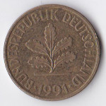 10 пфеннигов 1991 Германия - 10 pfennig 1991 Germany, D