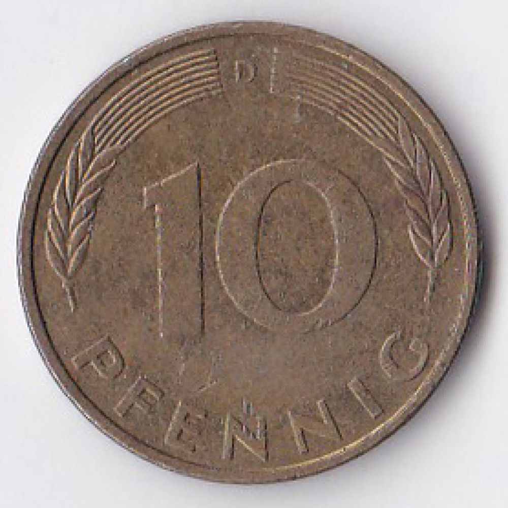 10 пфеннигов 1991 Германия - 10 pfennig 1991 Germany, D
