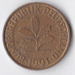 10 пфеннигов 1991 Германия - 10 pfennig 1991 Germany, A