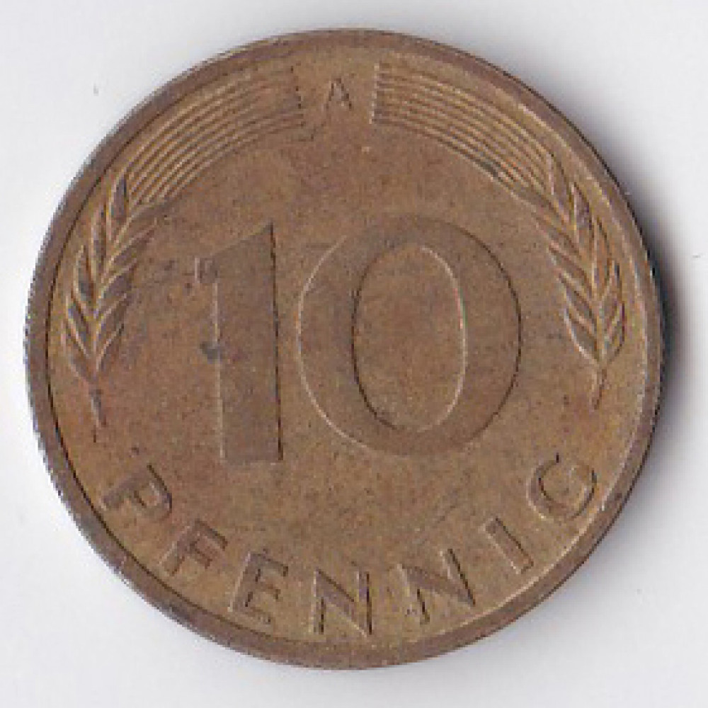 10 пфеннигов 1991 Германия - 10 pfennig 1991 Germany, A