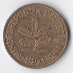 10 пфеннигов 1991 Германия - 10 pfennig 1991 Germany, J