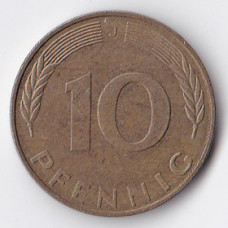 10 пфеннигов 1991 Германия - 10 pfennig 1991 Germany, J