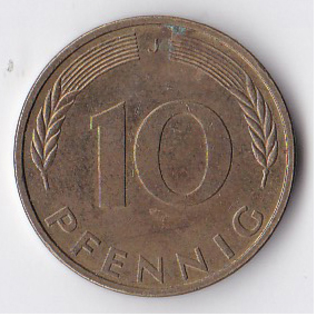10 пфеннигов 1992 Германия - 10 pfennig 1992 Germany, J