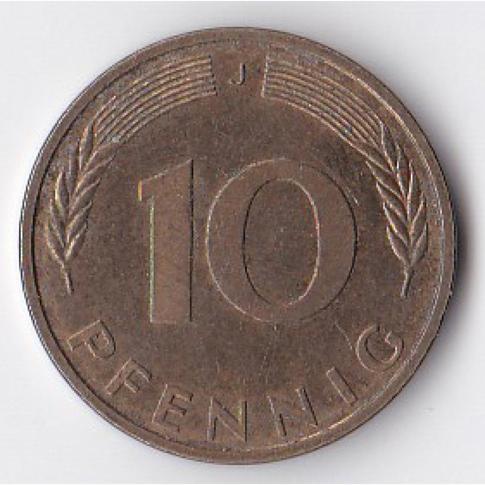 10 пфеннигов 1993 Германия - 10 pfennig 1993 Germany, J