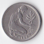 50 пфеннигов 1950 Германия - 50 pfennig 1950 Germany, F