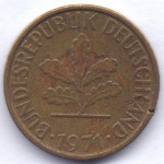 5 пфеннигов 1971 Германия - 5 pfennig 1971 Germany, F, из оборота