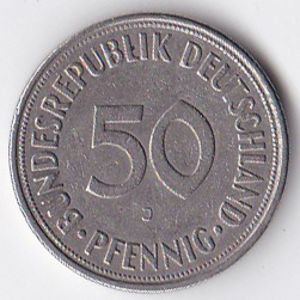 50 пфеннигов 1969 Германия - 50 pfennig 1969 Germany, J