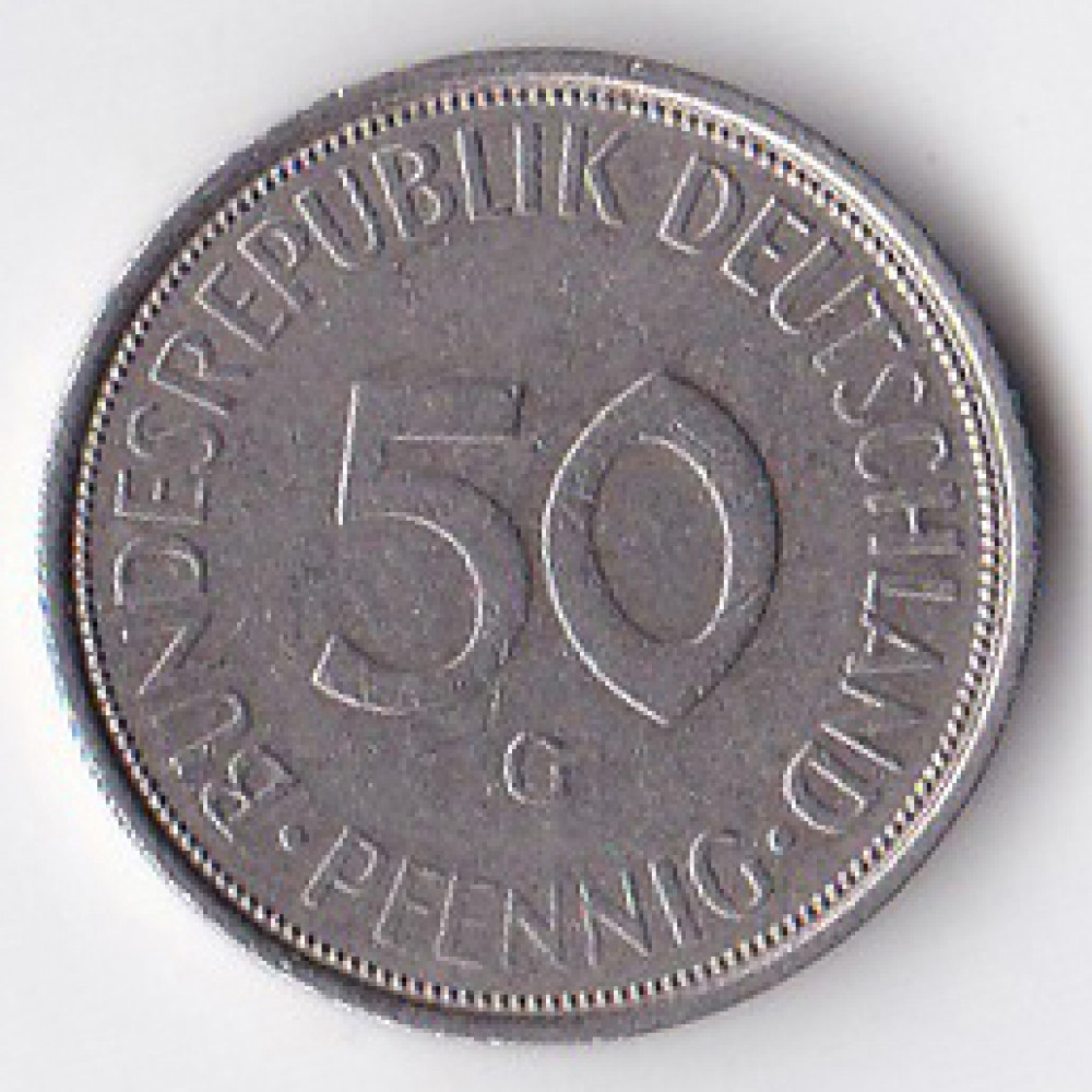 50 пфеннигов 1972 Германия - 50 pfennig 1972 Germany, G