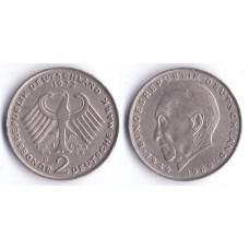 2 mark 1972 D BUNDESREPUBLIK DEUTSCHLAND - 2 марки 1972 D Германия, Конрад Аденауэр, 20 лет Федеративной Республике (1949-1969)
