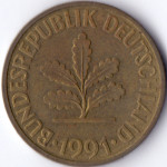10 пфеннигов 1991 Германия - 10 pfennig 1991 Germany, G, из оборота