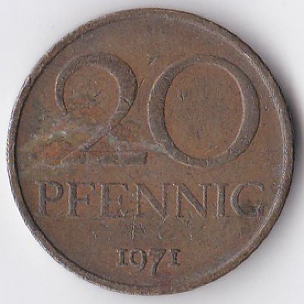 20 пфеннигов 1971 Германия (ГДР) - 20 pfennig 1971 Germany (GDR)