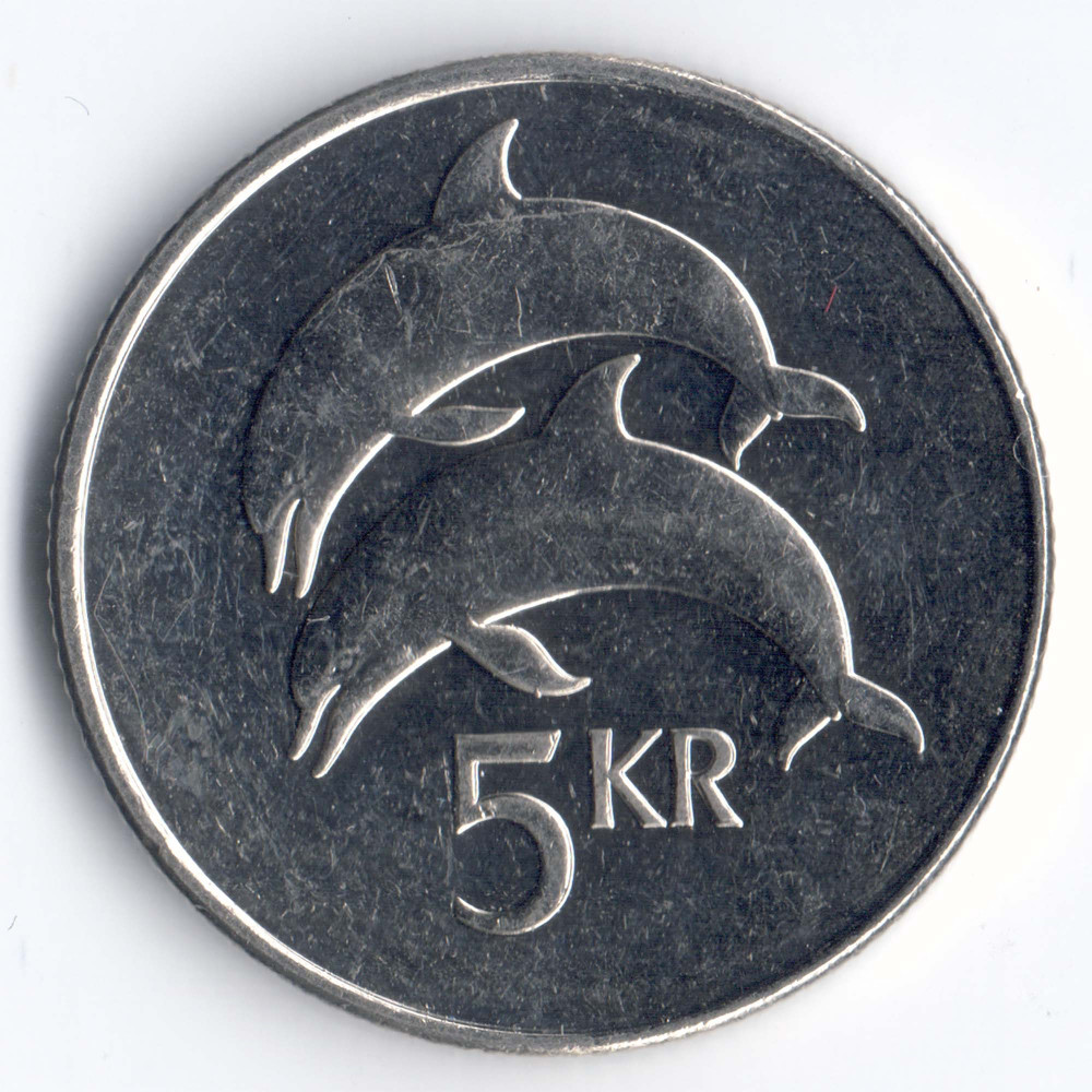 5 крон 2008 Исландия - 5 kronur 2008 Island, из оборота