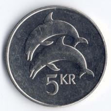 5 крон 2008 Исландия - 5 kronur 2008 Island, из оборота