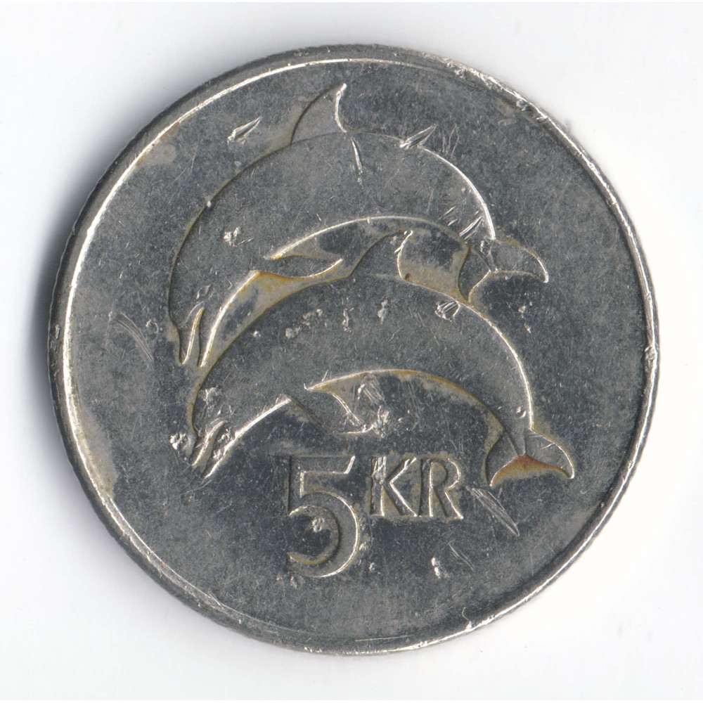 5 крон 1999 Исландия - 5 kronur 1999 Island, из оборота