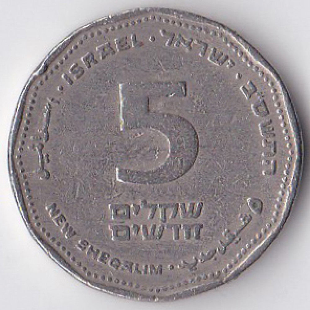 5 новых шекелей 2002 Израиль - 5 new shekels 2002 Israel, из оборота