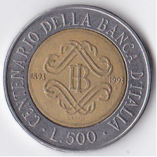 500 лир 1993 Италия - 500 lire 1993 Italy