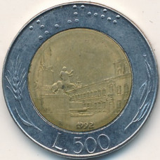 Италия 500 лир 1992