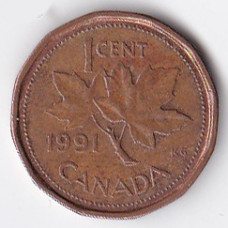 1 цент 1991 Канада - 1 cent 1991 Canada