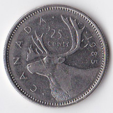 25 центов (квотер) 1985 Канада - 25 cents (quarter) 1985 Canada