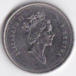 25 центов (квотер) 1993 Канада - 25 cents (quarter) 1993 Canada