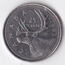 25 центов (квотер) 1993 Канада - 25 cents (quarter) 1993 Canada