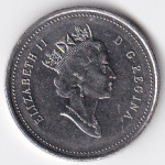 25 центов (квотер) 1995 Канада - 25 cents (quarter) 1995 Canada