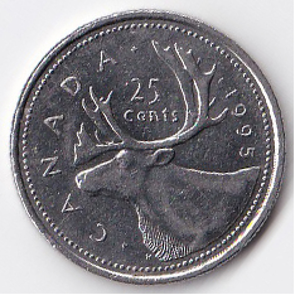 25 центов (квотер) 1995 Канада - 25 cents (quarter) 1995 Canada