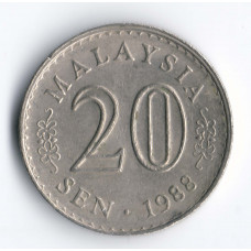 20 сенов 1988 Малайзия - 20 sen 1988 Malaysia, из оборота