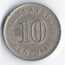 10 сенов 1982 Малайзия - 10 sen 1982 Malaysia, из оборота