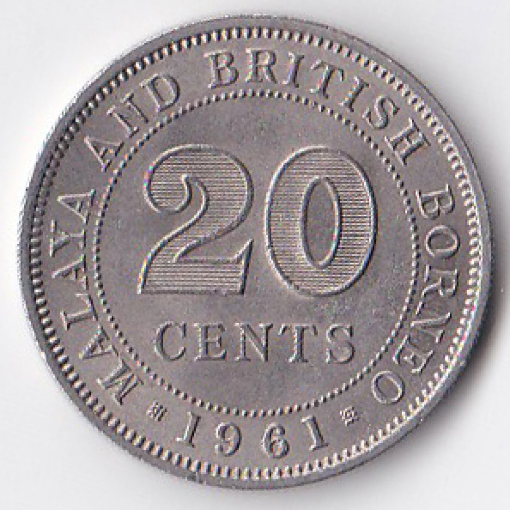 20 центов 1961 Малайская Федерация - 20 cents 1961 Federation of Malaya