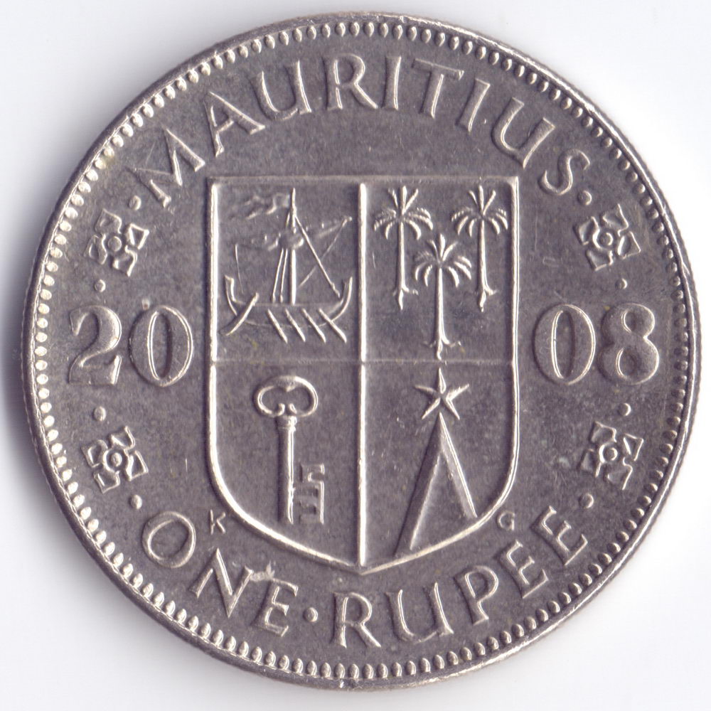 1 рупия 2008 Маврикий - 1 rupee 2008 Mauritius, из оборота