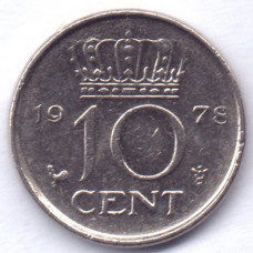 10 центов 1978 Нидерланды - 10 cents 1978 Netherlands, из оборота