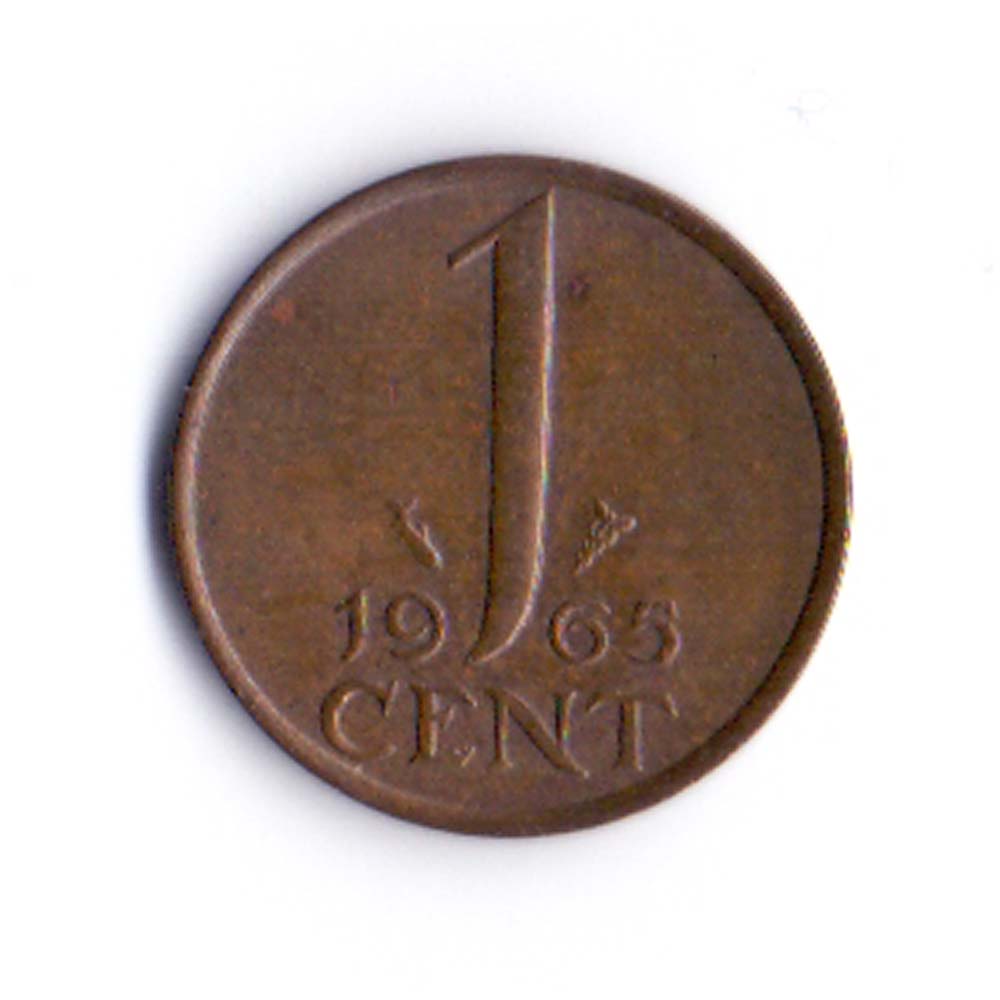 1 цент 1965 Нидерланды - 1 cent 1965 Netherlands, из оборота