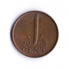 1 цент 1965 Нидерланды - 1 cent 1965 Netherlands, из оборота