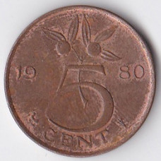 5 центов 1980 Нидерланды - 5 cents 1980 Netherlands
