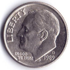 1 дайм (10 центов) 1989 США - 1 dime (10 cents) 1989 USA, D