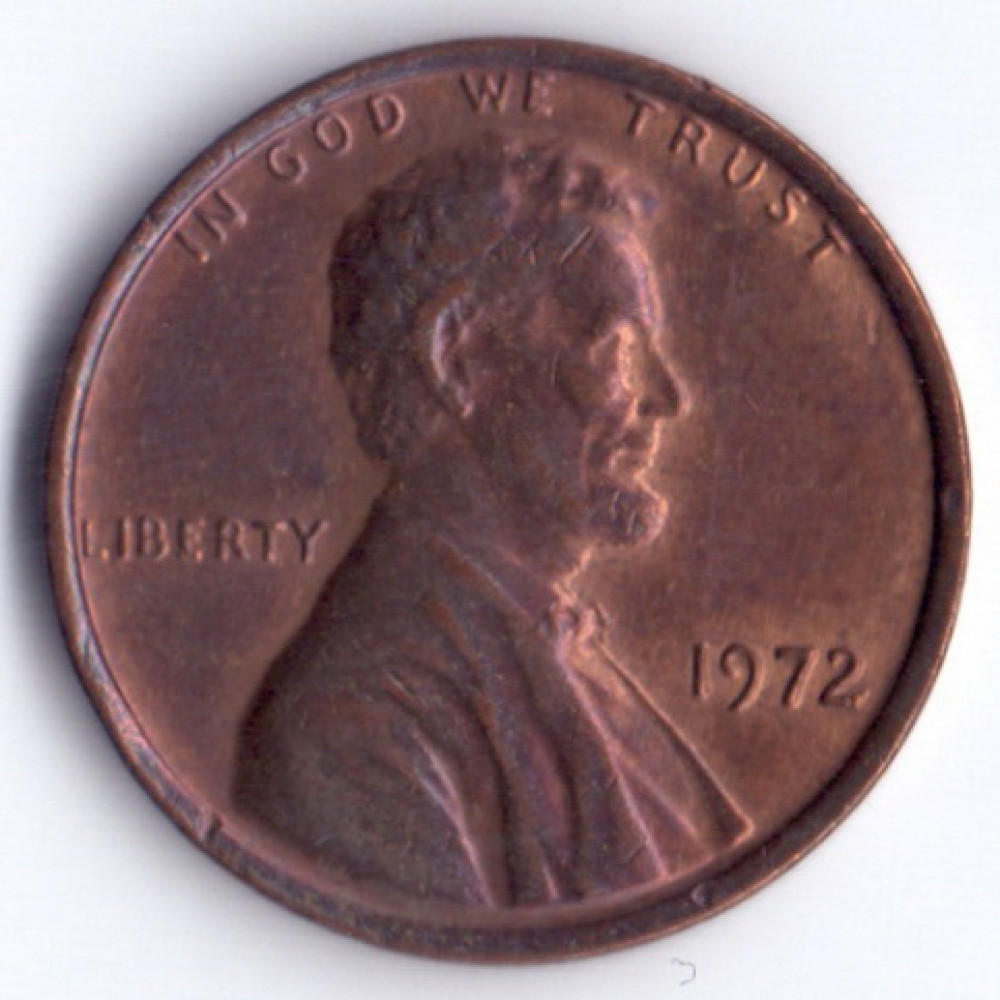 1 цент 1972 США - 1 cent 1972 USA, Без МД