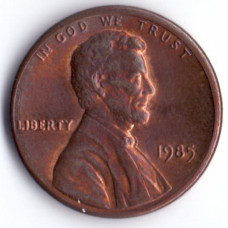 1 цент 1985 США - 1 cent 1985 USA, Без МД