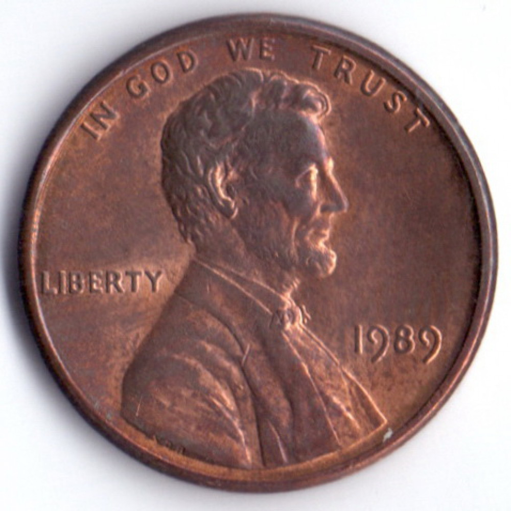 1 цент 1989 США - 1 cent 1989 USA, Без МД