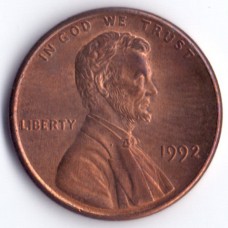 1 цент 1992 США - 1 cent 1992 USA, Без МД