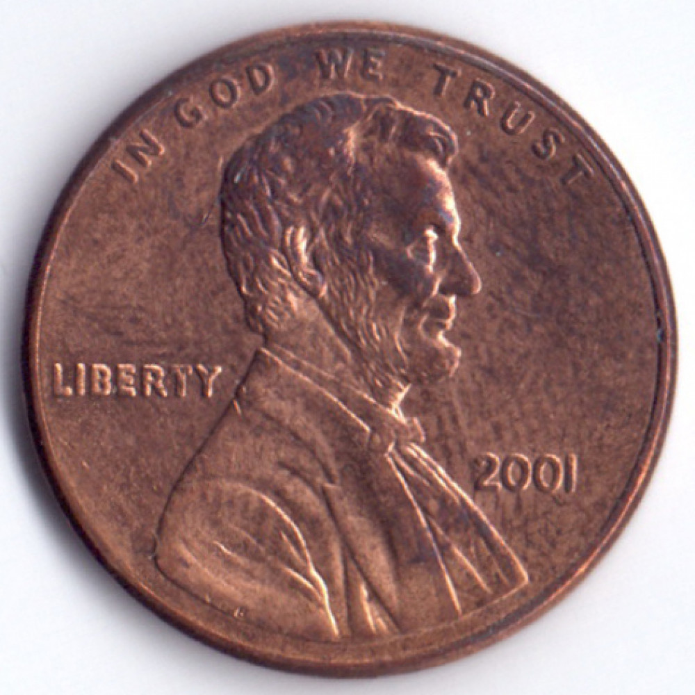 1 цент 2001 США - 1 cent 2001 USA, Без МД