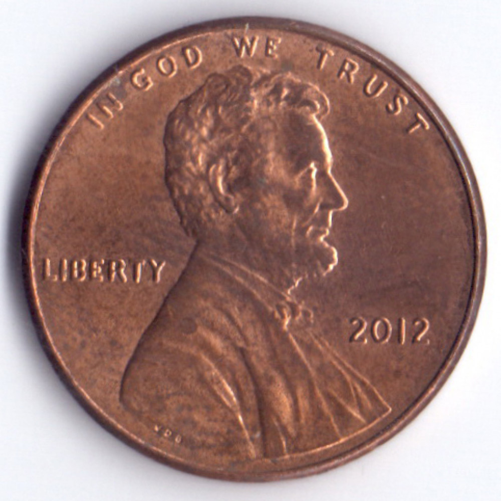 1 цент 2012 США - 1 cent 2012 USA, Без МД