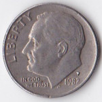 1 дайм (10 центов) 1982 США - 1 dime (10 cents) 1982 USA, P