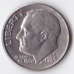 1 дайм (10 центов) 1986 США - 1 dime (10 cents) 1986 USA, P