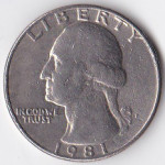 25 центов (квотер) 1981 США - 25 cents (quarter) 1981 USA, P