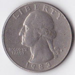 25 центов (квотер) 1983 США - 25 cents (quarter) 1983 USA, D